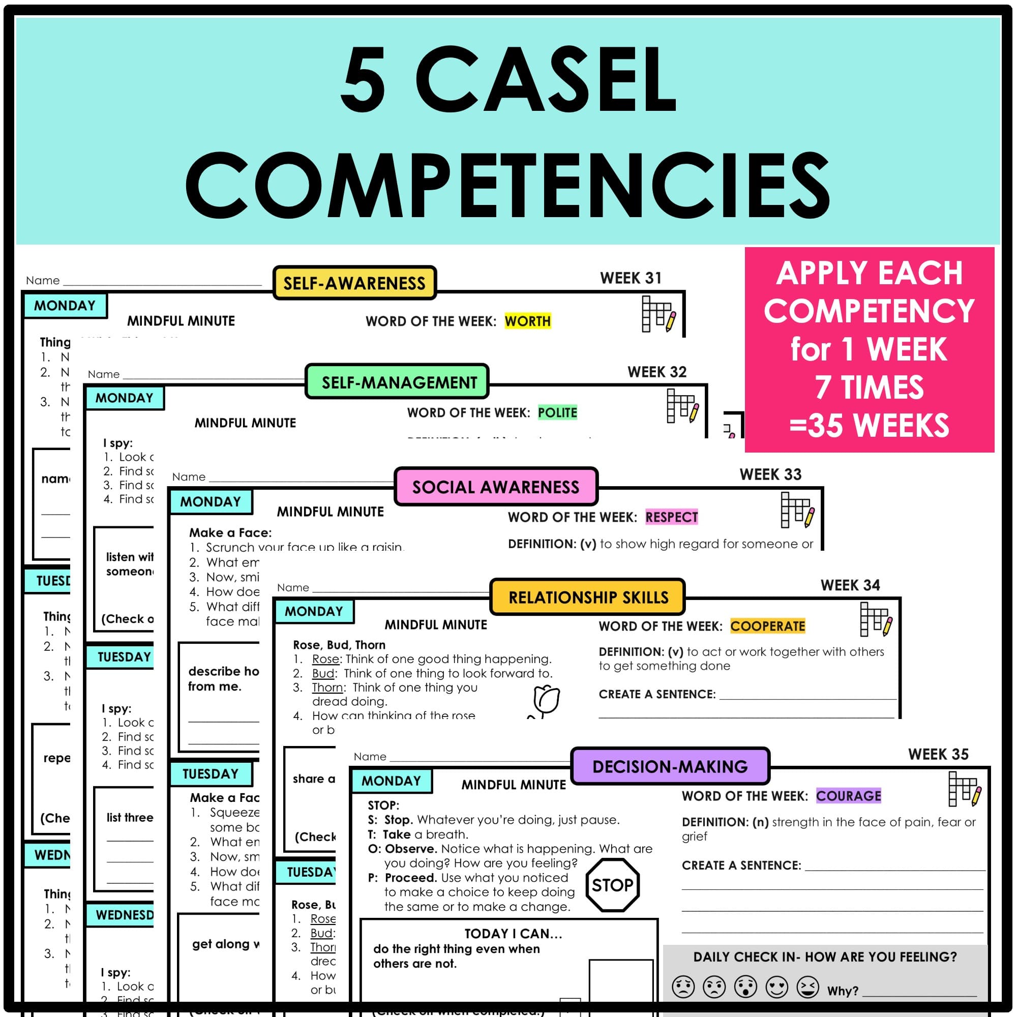 3RD GRADE SOCIAL EMOTIONAL LEARNING JOURNAL WITH CASEL FRAMEWORK - Image 2