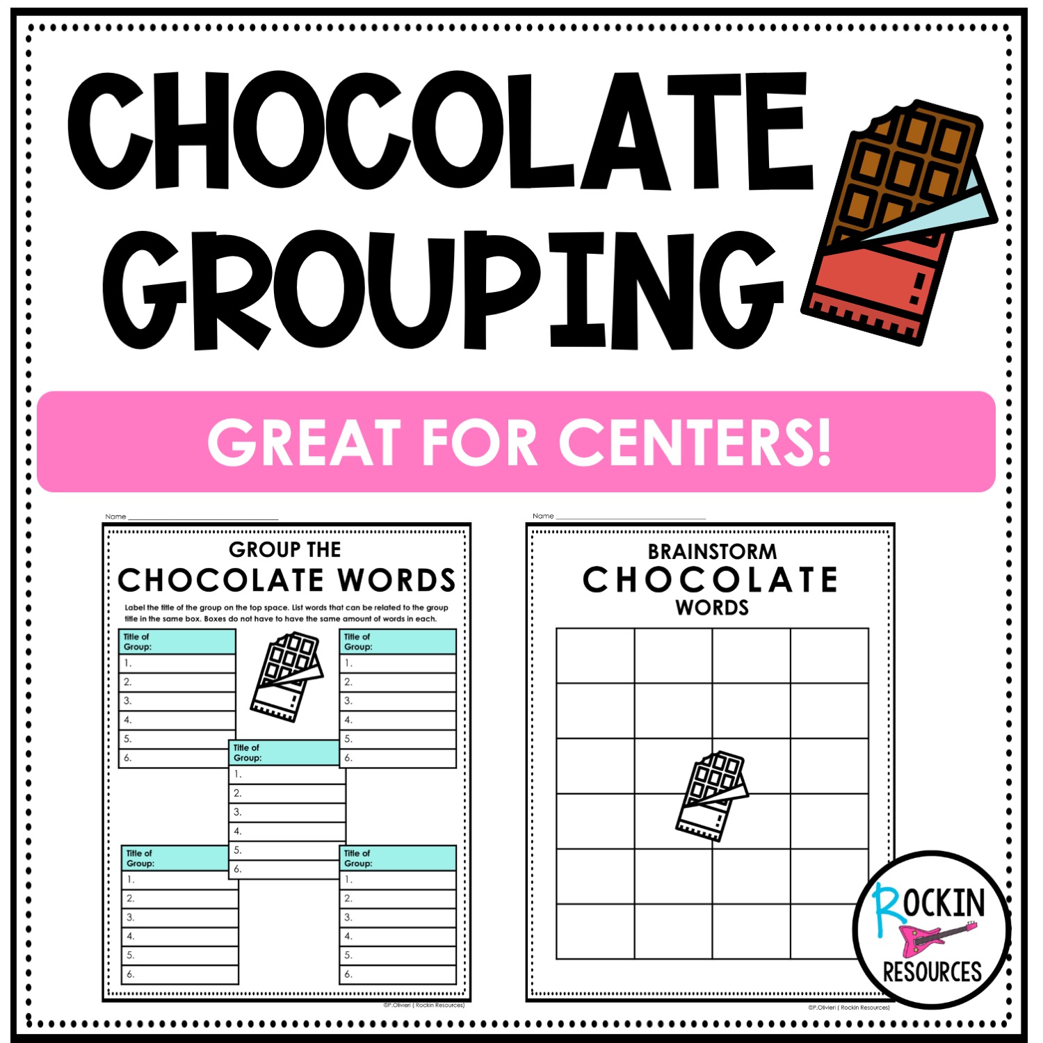 Grouping with Chocolate Words, Chocolate Activity, Engaging Center Activity