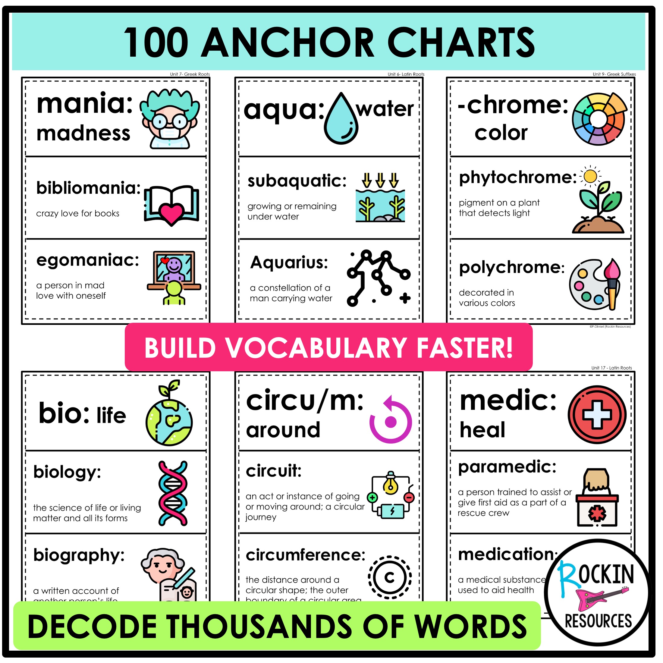 Greek and Latin Anchor Charts with Study Cards - Image 2