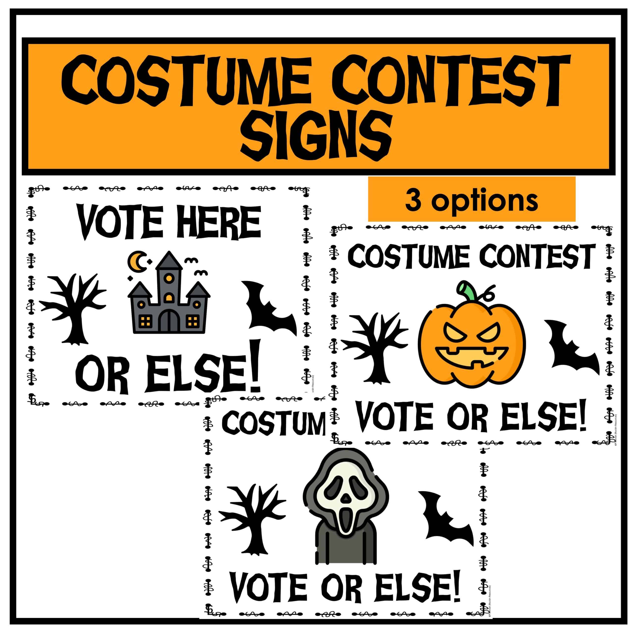 HALLOWEEN PARTY SIGNS - HALLOWEEN COSTUME SIGNS AND BALLOTS - Image 3