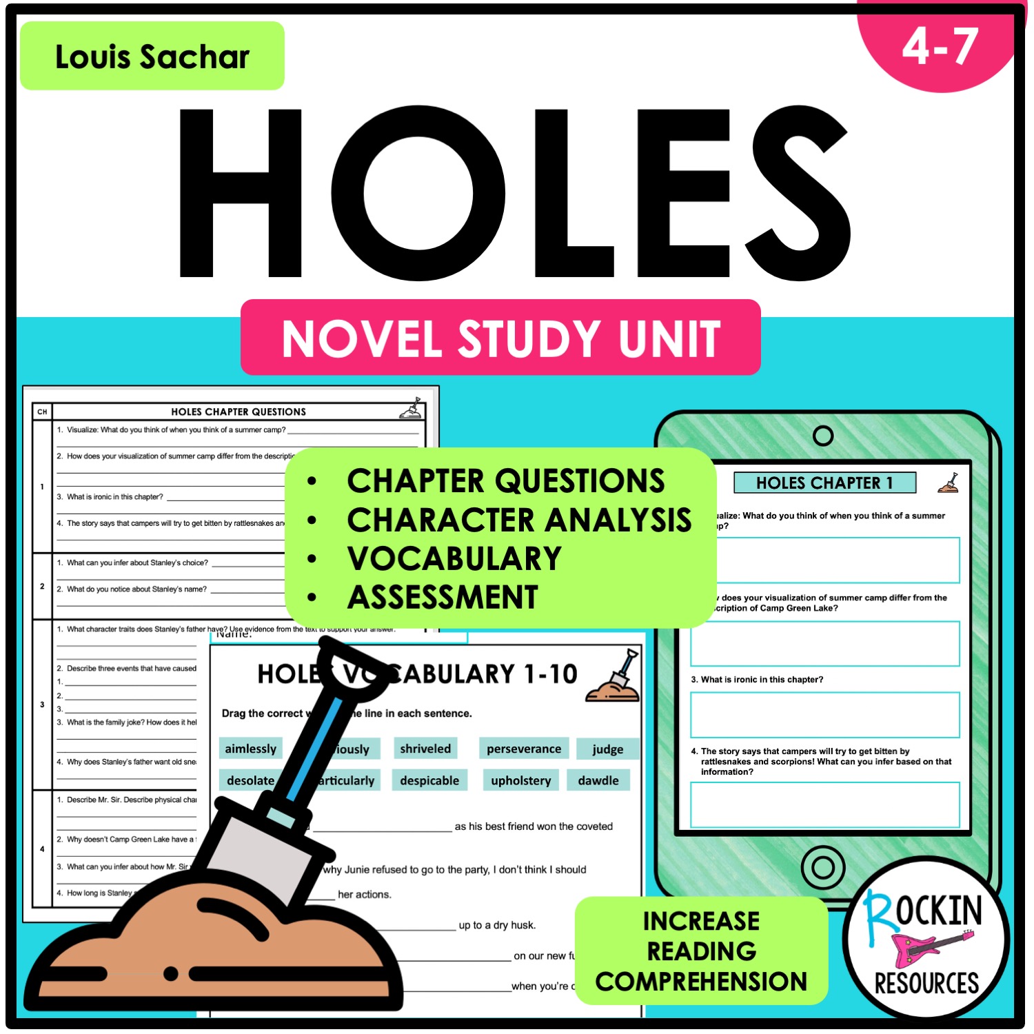 HOLES NOVEL STUDY - HOLES NOVEL UNIT - HOLES CHAPTER QUESTIONS