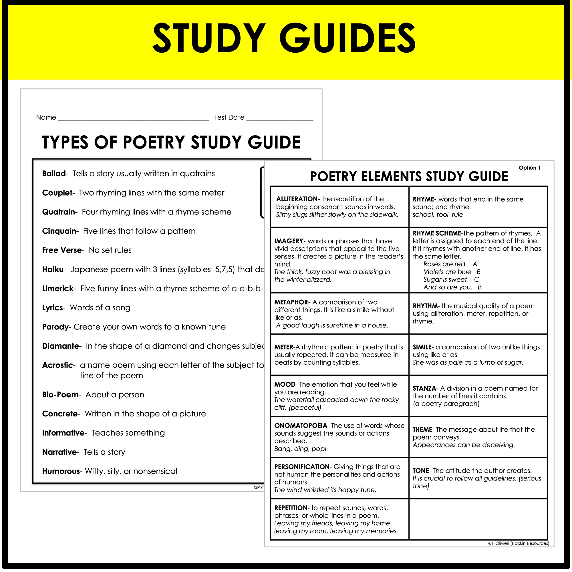 Poetry Tests | Poetry Study Guides | Flash Cards | GOOGLE | DIGITAL & PRINTABLE - Image 4