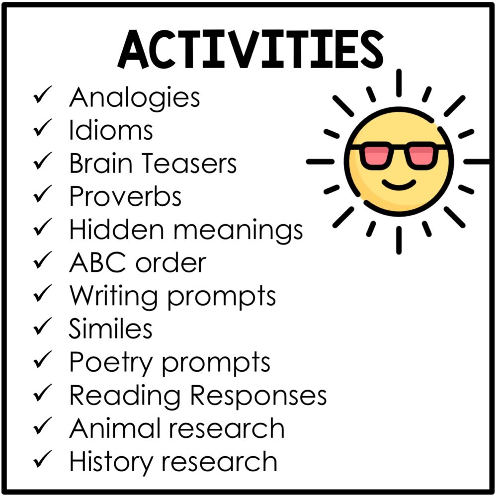 END OF YEAR CHALLENGE | SUMMER ACTIVITY TASK CARDS - Rockin Resources