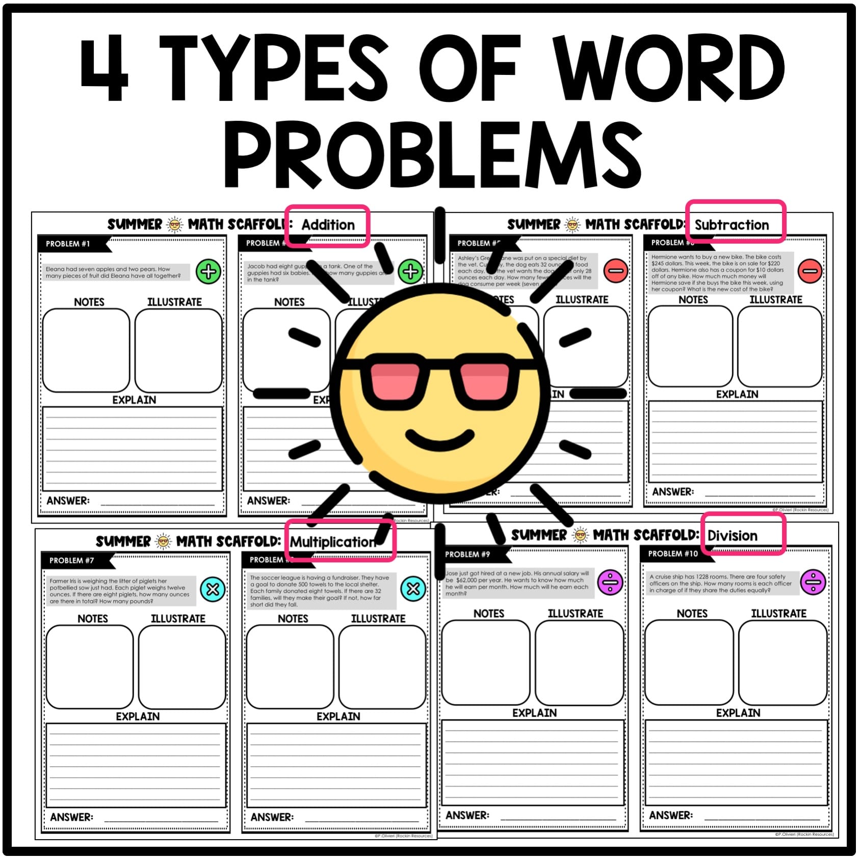 Summer Math Word Problems - Easy to Difficult! - Image 3