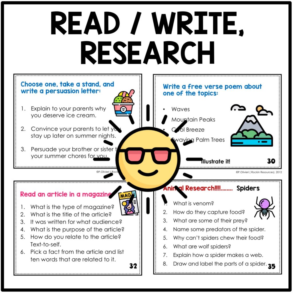 END OF YEAR CHALLENGE | SUMMER ACTIVITY TASK CARDS - Rockin Resources