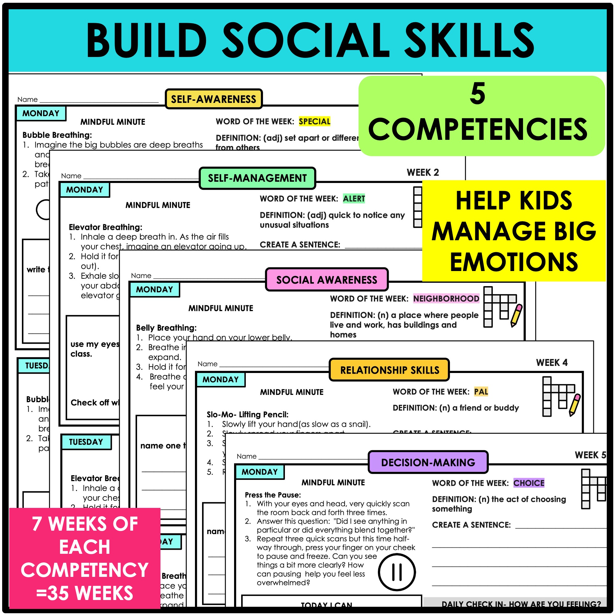 2ND GRADE SOCIAL EMOTIONAL LEARNING BUNDLE – JOURNAL AND POSTERS - Image 2