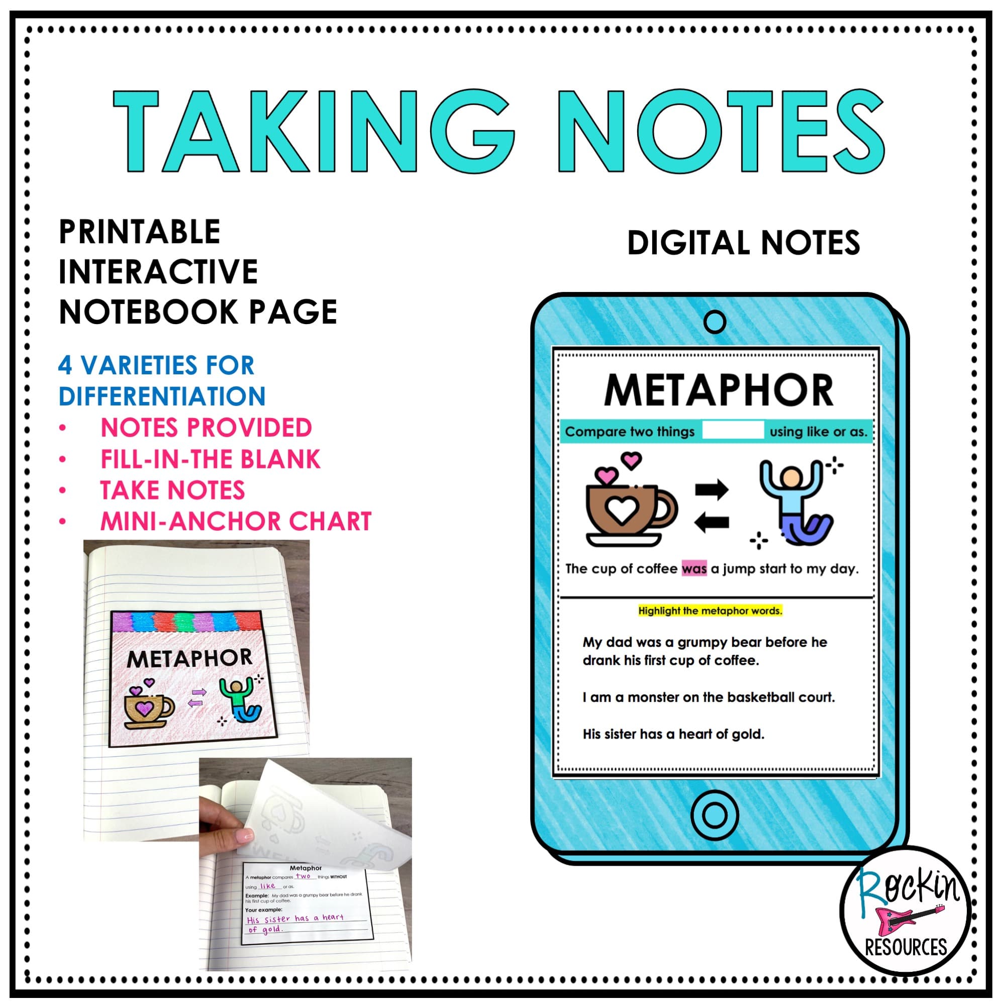 METAPHORS | FIGURATIVE LANGUAGE | PRINTABLE AND DIGITAL - Image 2