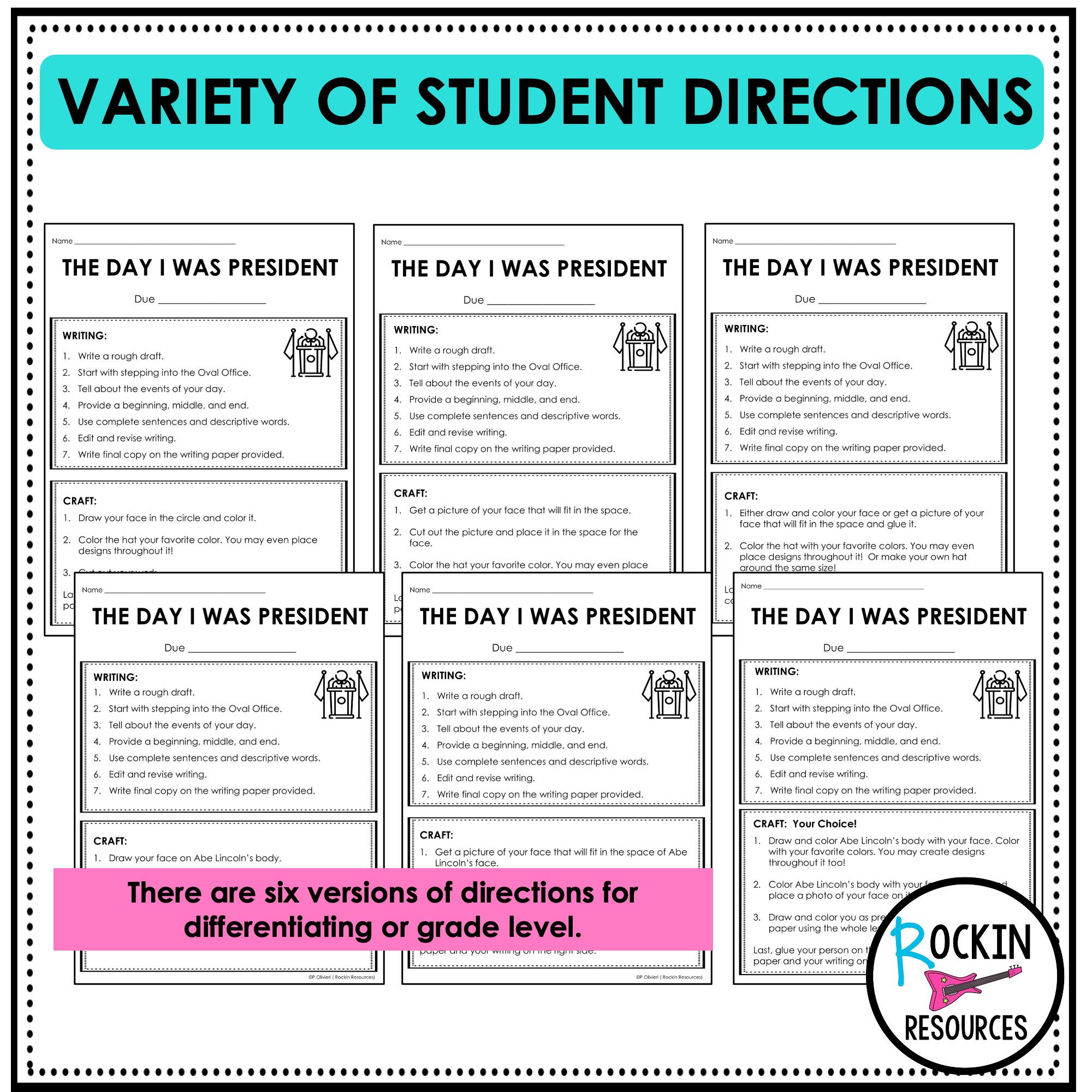 Presidents' Day- The Day I Was President Narrative Writing Activity - Image 2