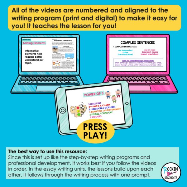 3RD GRADE STEP-BY-STEP WRITING® VIDEOS FOR PARAGRAPH AND ESSAY WRITING ...