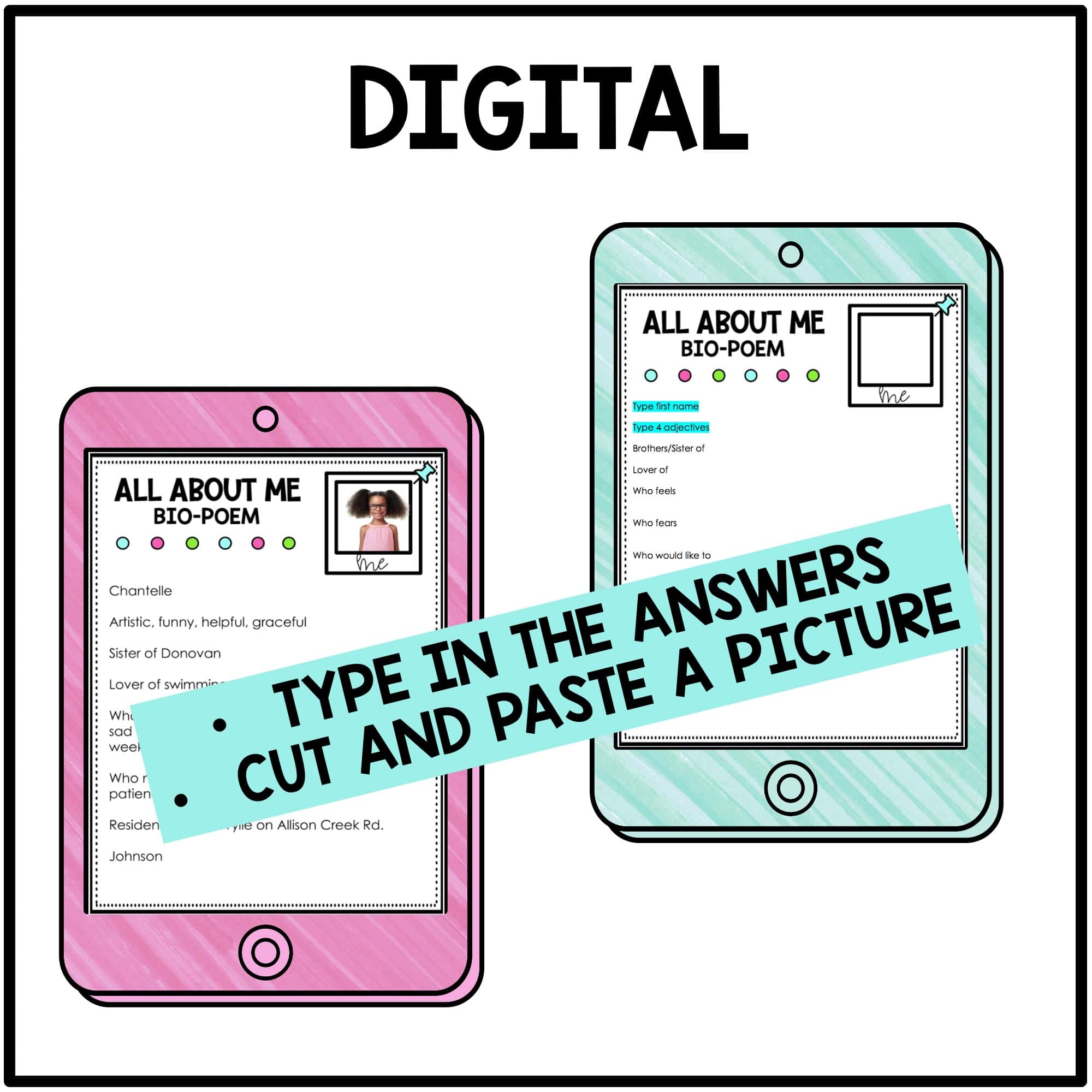 All About Me Bio Poem | Back to School | First week of School - Image 3