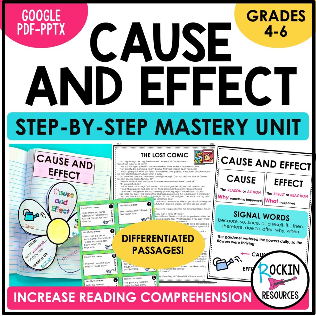 Step-by-Step Cause and Effect Reading Comprehension Unit - Rockin Resources