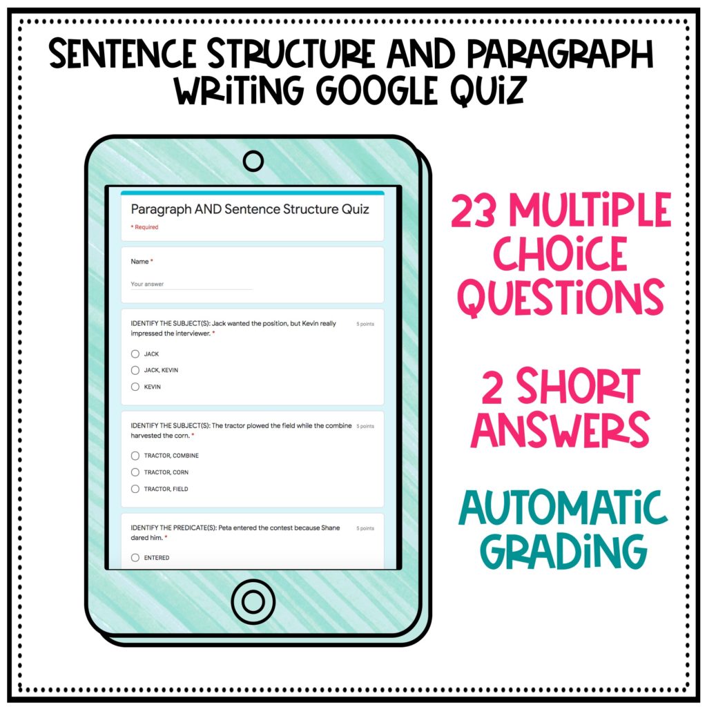 Sentence Structure and Paragraph Writing for Middle School | GOOGLE ...
