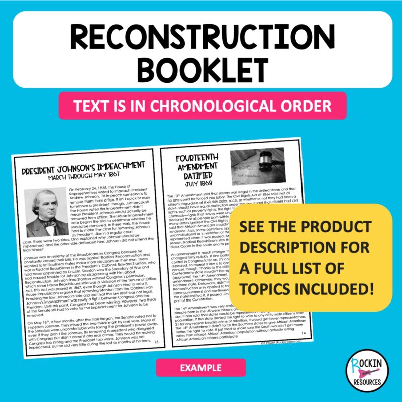 Reconstruction Informational Text Booklet - Rockin Resources