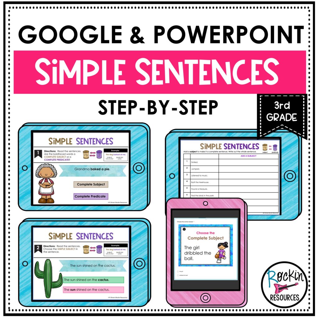 3rd Grade Digital Step-by-Step Simple Sentences Practice - Rockin Resources