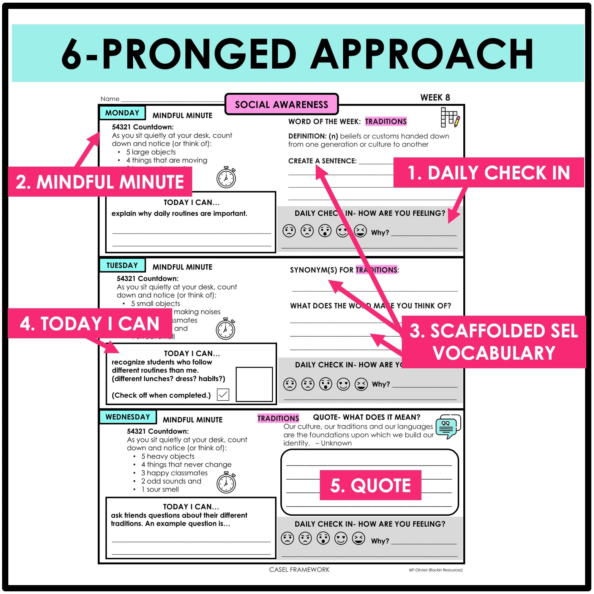5TH GRADE SOCIAL EMOTIONAL LEARNING JOURNAL WITH CASEL FRAMEWORK - Image 3